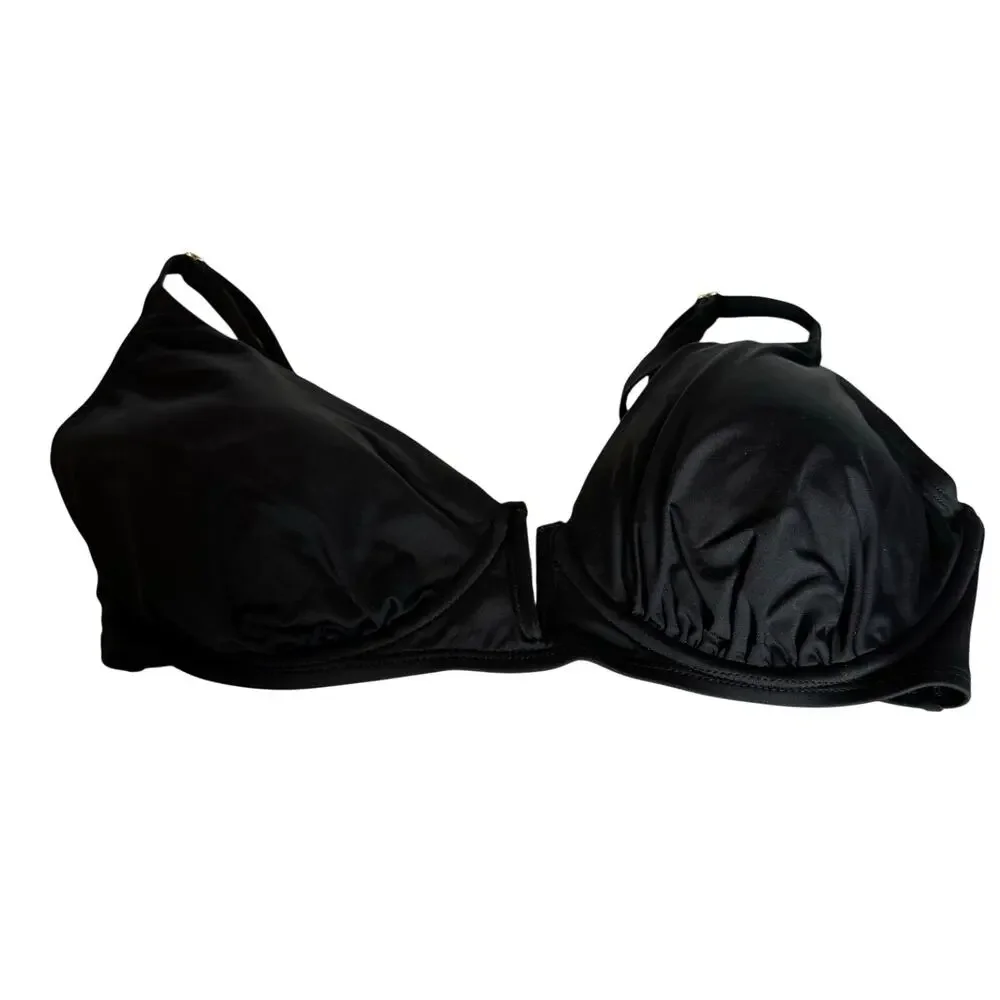 Anne Cole V-Wire Bikini Top Black Women's Swimwear Swimsuit Top 36DD NWT
